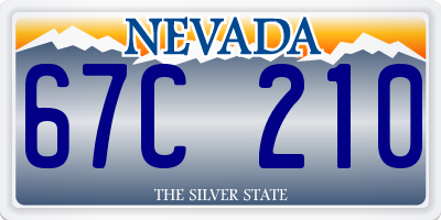 NV license plate 67C210