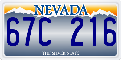NV license plate 67C216