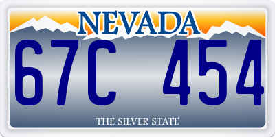 NV license plate 67C454