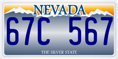 NV license plate 67C567