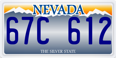 NV license plate 67C612
