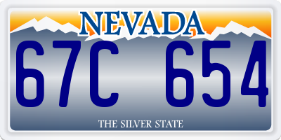 NV license plate 67C654