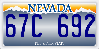 NV license plate 67C692