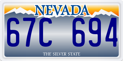 NV license plate 67C694