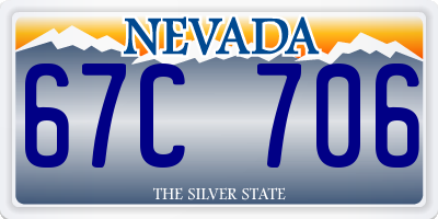 NV license plate 67C706