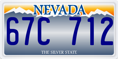 NV license plate 67C712