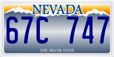 NV license plate 67C747