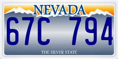 NV license plate 67C794