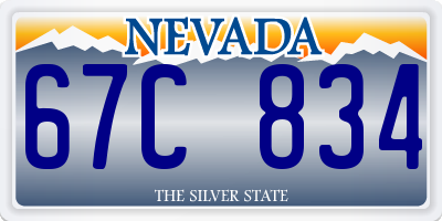 NV license plate 67C834