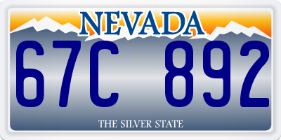 NV license plate 67C892
