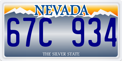 NV license plate 67C934