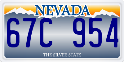 NV license plate 67C954