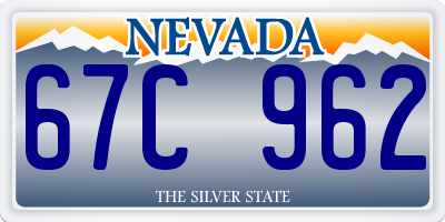 NV license plate 67C962