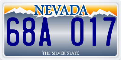 NV license plate 68A017