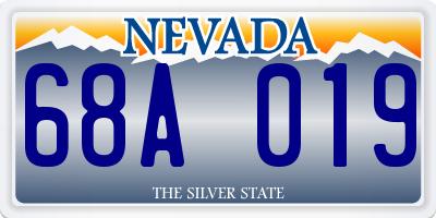 NV license plate 68A019