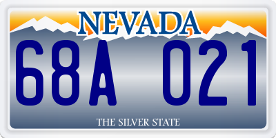 NV license plate 68A021