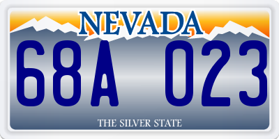 NV license plate 68A023