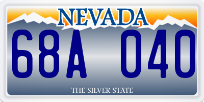 NV license plate 68A040