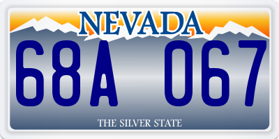 NV license plate 68A067
