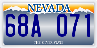 NV license plate 68A071