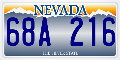 NV license plate 68A216