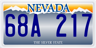 NV license plate 68A217