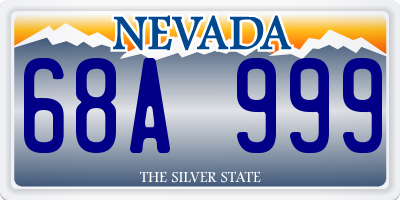 NV license plate 68A999