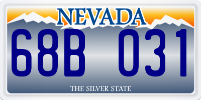 NV license plate 68B031