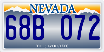 NV license plate 68B072