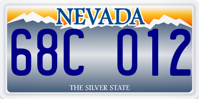 NV license plate 68C012