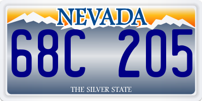 NV license plate 68C205