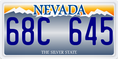 NV license plate 68C645