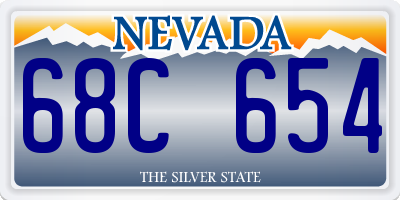 NV license plate 68C654