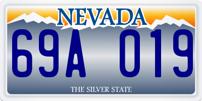 NV license plate 69A019