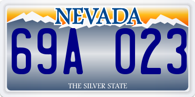 NV license plate 69A023