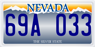 NV license plate 69A033