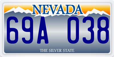 NV license plate 69A038