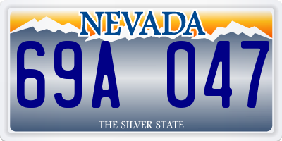 NV license plate 69A047