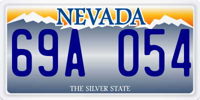 NV license plate 69A054