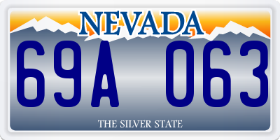 NV license plate 69A063