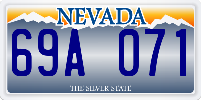 NV license plate 69A071