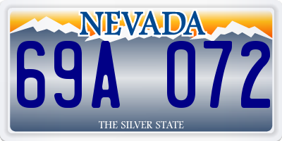NV license plate 69A072