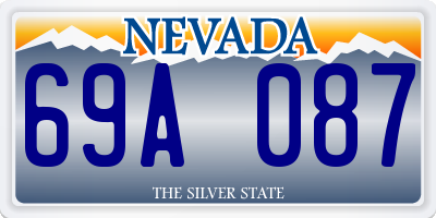 NV license plate 69A087