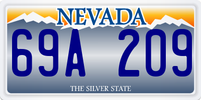 NV license plate 69A209