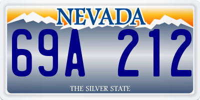 NV license plate 69A212
