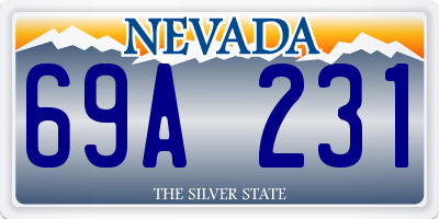 NV license plate 69A231