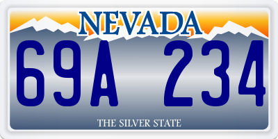 NV license plate 69A234