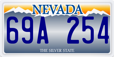 NV license plate 69A254