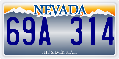 NV license plate 69A314