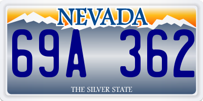 NV license plate 69A362